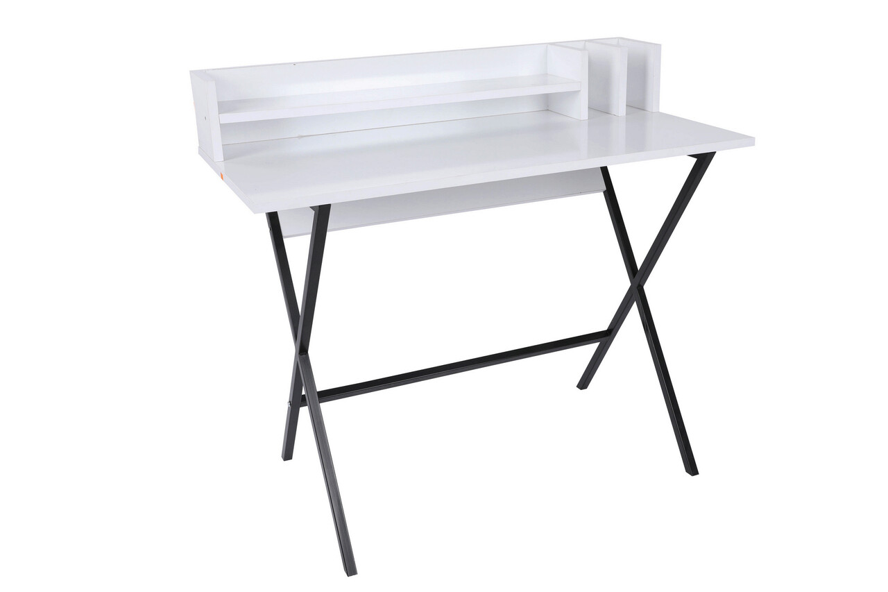 Birou, Hanah Home, Steyr, 100x50x89 cm, Alb/Negru - imagine 4